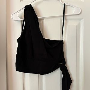 Free People One Shoulder Crop Side Tie Top